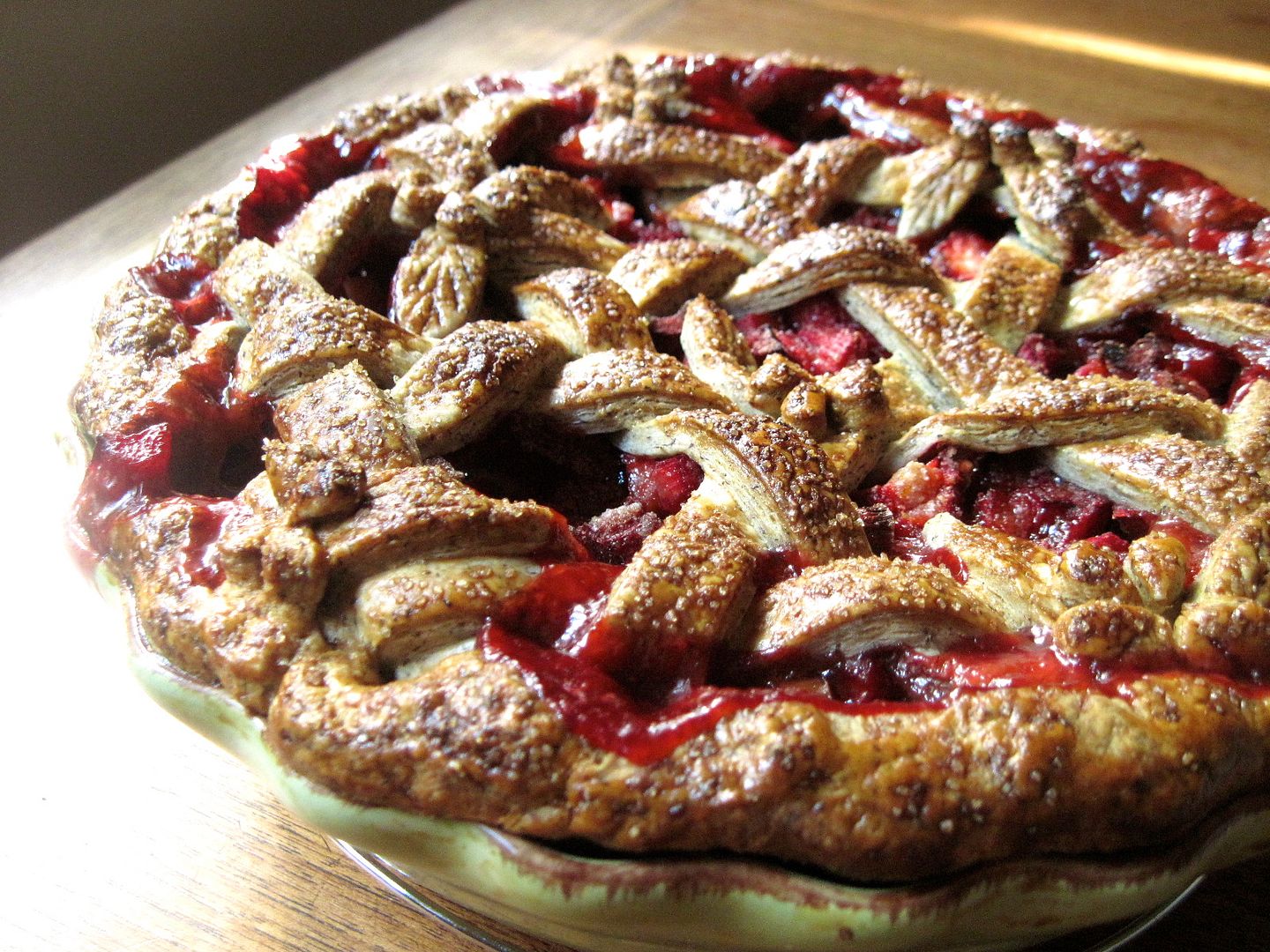 Shaker Lattice Strawberry Rhubarb Pie with Buckwheat Sourdough Pastry
